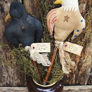 Primitive pattern/ CROW/EAGLE MAKE Do Bobbins instant download pdf pattern/Americana pattern/dolls/primitive pokes/primitive crow