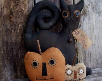 Primitive halloween pattern/primitive pattern/ KAT AND JAX Halloween Cat Sitter Pattern/halloween cat/halloween pumpkins jacks