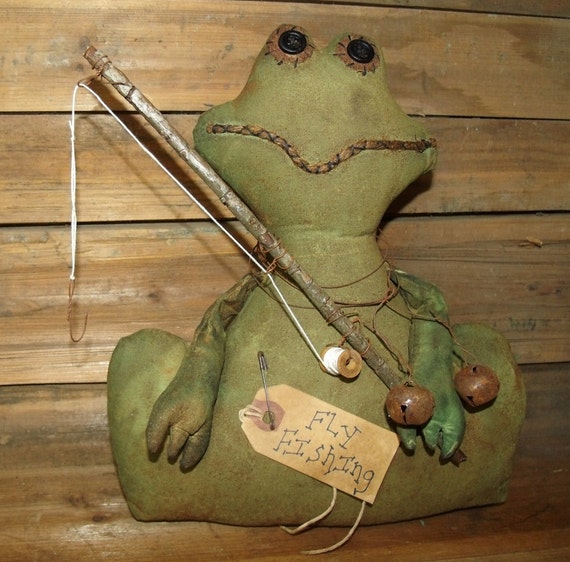 My Primitive Fly Fishing Frog Instant Download Pattern 
