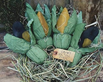 Primitive Corn Pattern/ CROWS IN The CORN bowl filler Instant download pattern/primitive crows/my primitive saltbox/thanksgiving/fall