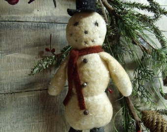 Primitive Snowman Ornie Ornament/vintage style collection/tree christmas winter/INSTANT DOWNLOAD PATTERN frosty
