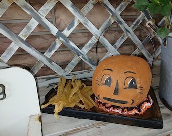 Secchiello per Halloween in stile vintage finto/modello primitivo/zucca/autunno/fattoria/MODELLO