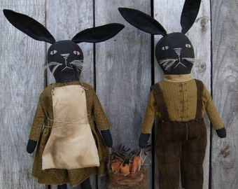 HARRY AND MAUDE  standing Rabbits Primitive Pattern pdf 107