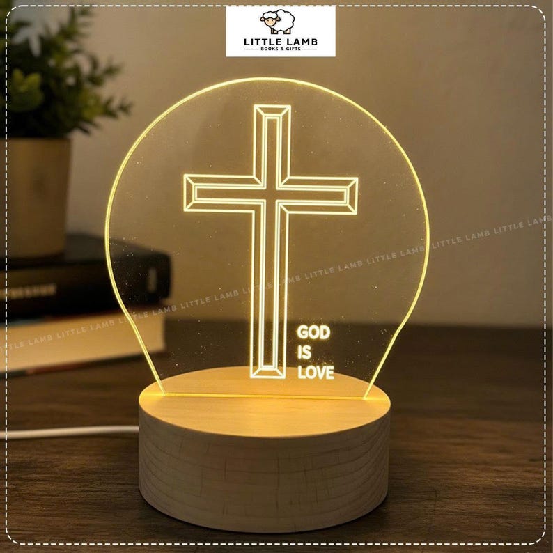 Christian LED Lamp, Bible Verse Cross Decor, Faith Inspired Night Light ...