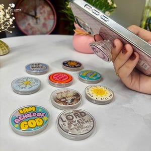 Cute Christian Phone Griptok Set, Whimsical Bible Verse Pop Socket, Religious Acrylic Phone Grip Tok, Sunday School Gift for Teen Girls