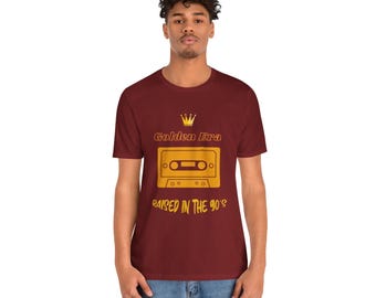 Gouden tijdperk opgegroeid in de jaren 90 uniseks T-shirt, shirt vintage muziekliefhebber, nostalgische retro top, jaren 90 kinder-T-shirt, throwback graphic T-shirt