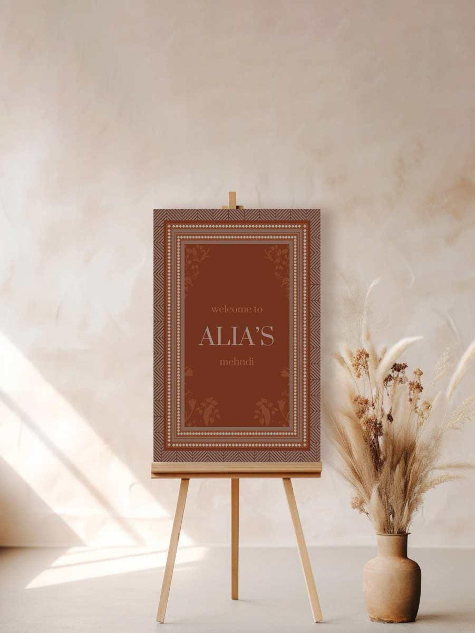 Rust Floral Indian Wedding Welcome Sign, Customizable Template (digital ...