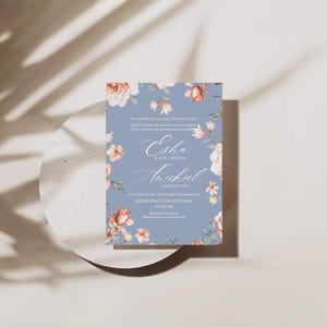 Tarjeta de invitación floral, despedida de soltera, invitación de compromiso, invitación de boda, plantilla de papelería de boda digital, invitación de cumpleaños, flores suaves