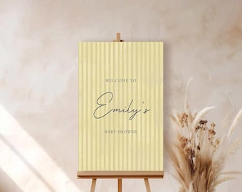 Neutral Stripe Willkommensschild: Hochzeitsvorlage (digitaler Download)