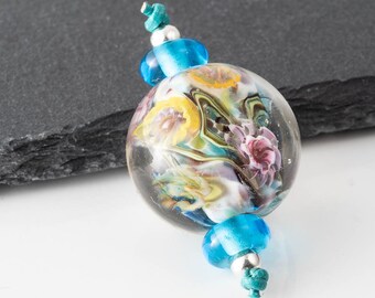 Large Lampwork Flowery Focal Bead