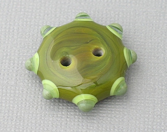 Olive Green Lampwork Button