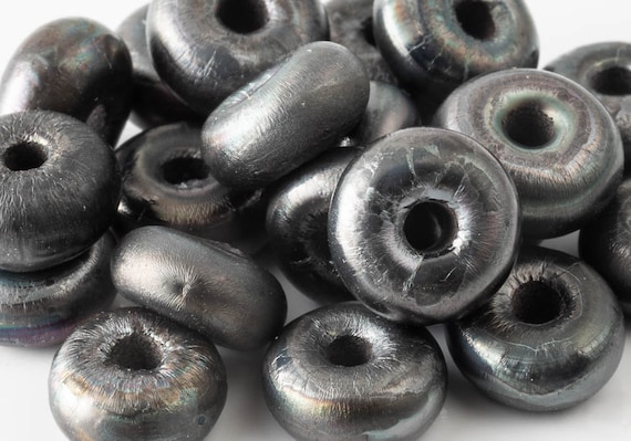 Silver Black Spacer Beads set of 10 beads