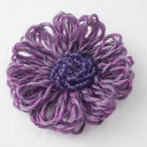 Purple Beaded Flower Brooch image 1