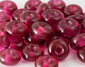 Dark Pink Lampwork Spacer Beads (set of 10 beads)