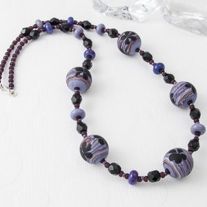 Purple Lampwork Beaded Necklace