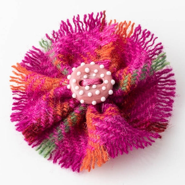 Harris Tweed Flower Brooch