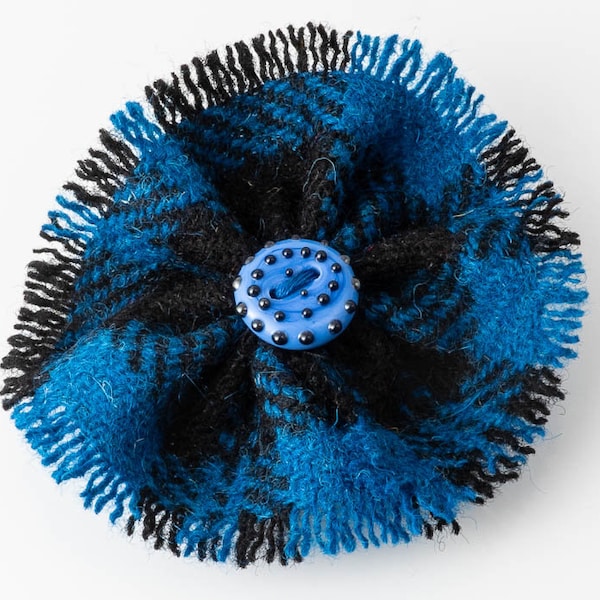 Harris Tweed Flower Brooch