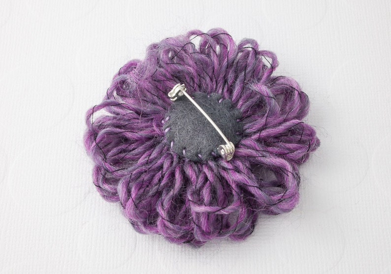 Purple Beaded Flower Brooch image 2