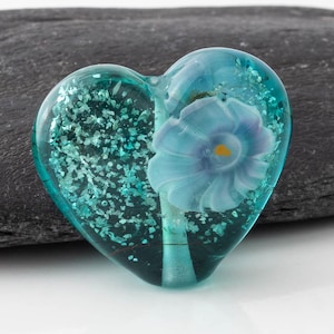 Lampwork Flower Murrini Heart Bead