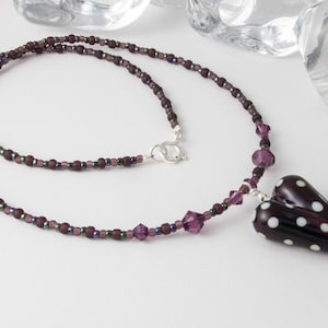 Purple Lampwork Heart Necklace