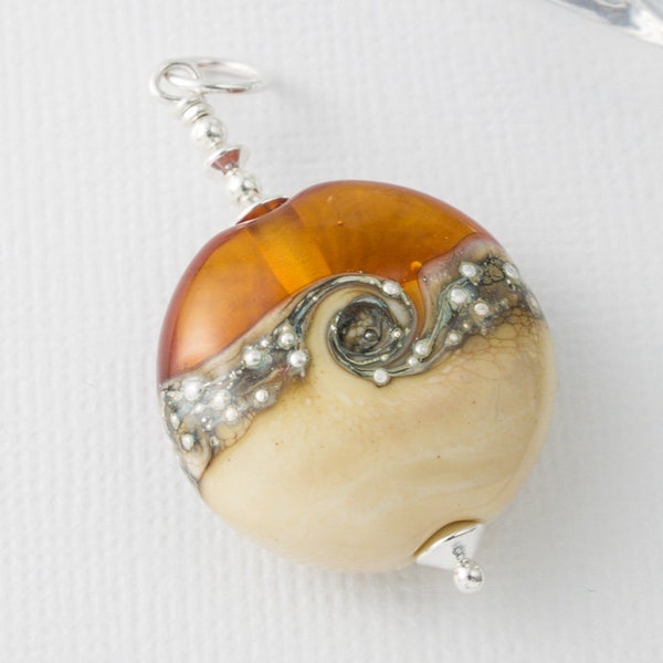 Amber Coloured Glass Bead Pendant