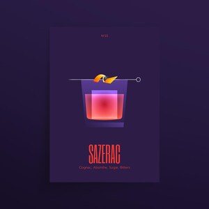Póster de cóctel de whisky Sazerac
