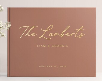 Wedding Guest Book, Custom Wedding Guestbook, Hardcover Wedding Album, Gold Foil Photo Guestbook, Wedding Guests Sign in Book, Engagement