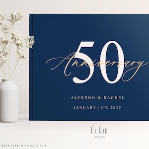 Custom Anniversary Guest Book, Hardcover Anniversary Gift, Gold Foil Anniversary Party Decor, 25th, 30th, 50th Anniversary Celebration Album