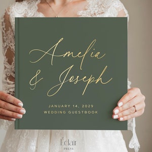 Custom Wedding Guest Book, Hardcover Modern Wedding Guestbook, Wedding Guests Sign in Book, Photo Booth Wedding Book, Gold Foil Book