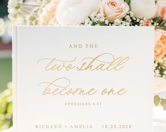 Marriage Bible Verse Wedding Guest Book, Christian Personalized Wedding Guestbook, scriptures for marriage, Religious Gift, Guest Book
