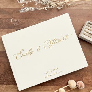 Wedding Guest Book, Personalized Wedding Guestbook, Gold Foil Photo Guestbook, Wedding Guests Sign in Book, Engagement Gift