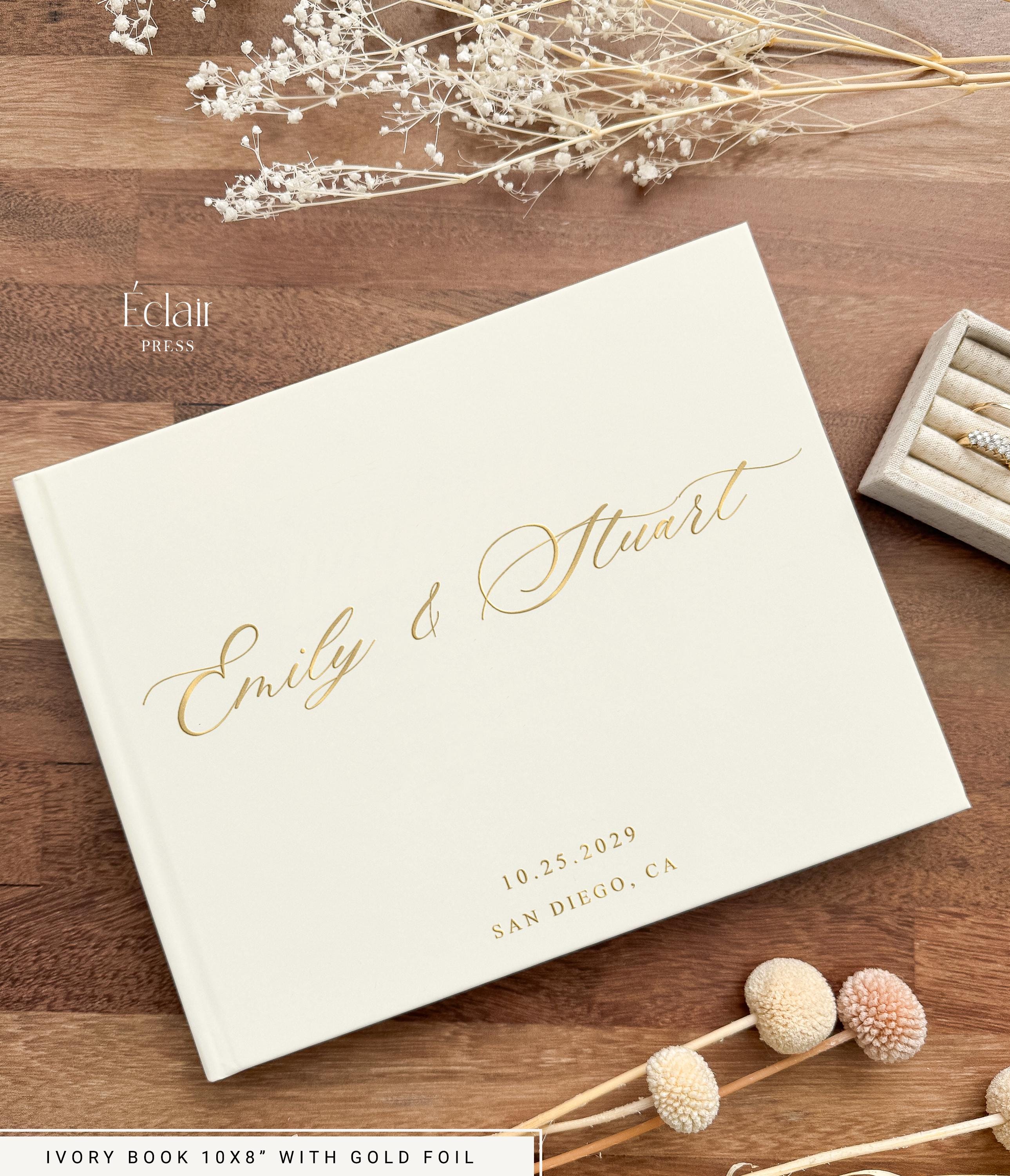 Wedding Guest Book, Personalized Wedding Guestbook, Gold Foil Photo Guestbook, Wedding Guests Sign in Book, Engagement Gift