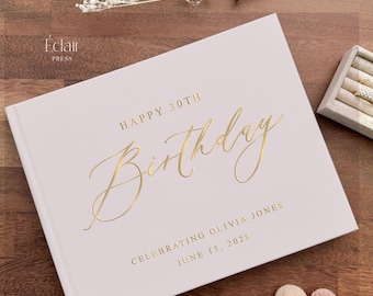 Birthday Party Guest Book, Birthday Guestbook, Gold Foil Birthday Party Decor, 21st birthday, 30th birthday, Custom Photo Guestbook,
