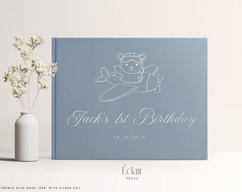 Baby Boy's 1st Birthday Party Custom Boy 1st Birthday Letters Guestbook, Bear Birthday Guest Book, Boy Baby First Birthday Baby Book