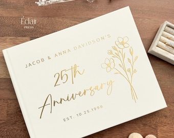 Custom Wedding Anniversary Guest Book, 25th Anniversary Guestbook Gift, Anniversary Party Decor, 25th Anniversary Anniversary Keepsake