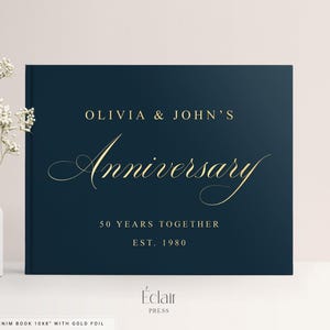 Wedding Anniversary Guest Book, 50th Anniversary Guestbook Gift, Gold Foil Anniversary Party Decor, 50th Wedding Anniversary Gift