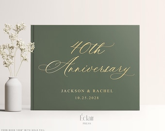 40th Anniversary Guest Book, Couple Anniversary Celebration, Anniversary Gift, Gold Foil Anniversary Party Decor, 40th Anniversary Gift