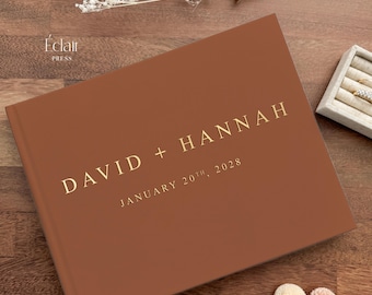 Modern Wedding Guest Book, Custom Wedding Guestbook, Wedding Photo Album, Sign In Book, Gold Foil Hardcover Wedding Guestbook, Personalized