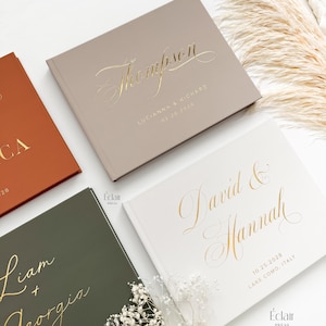 Personalized Guest Book, Custom Wedding Guest Book, Wedding Album, Gold Foil Hardcover Guestbook, Engagement Party Photo Booth Guestbook,