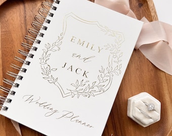 Custom Wedding Planner, Personalized Wedding Planning Book, Gold Foil Engagement Gift, Custom Bridal Shower Gift, Gift for Bride,