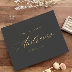 Wedding Guest Book, Personalized Wedding Guestbook, Hardcover Wedding Guestbook Gold Foil Photo Booth Guestbook, Wedding Guests Sign in Book