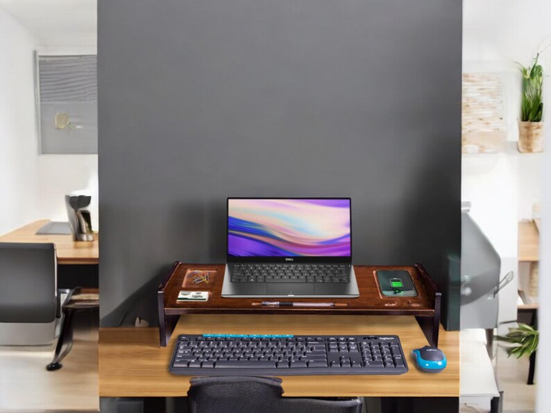 Bamboo Wood Monitor Stand-ergonomic Computer Riser With Wireless ...