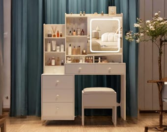 Commodore vanity set with stool and mirror sale