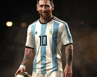 Realistic 3D Lionel Messi HD Metal Print – Available in Various Sizes