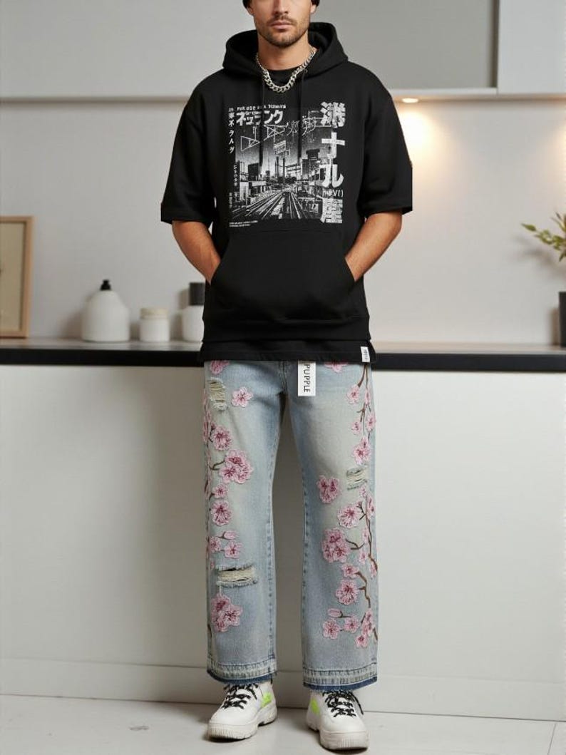 Gothic Dragon Print Baggy Jeans – Harajuku Y2K Aesthetic Denim main image 0