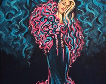 Lady in Pink Swirls