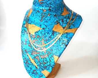 Blue Gold Necklace Bust