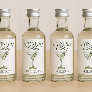 Editable Bottle Labels – A Tini Bit Older Birthday Favors | Custom Birthday Party Favors | Martini-Themed Celebration Labels