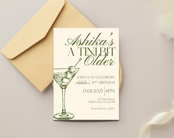 A Tini Bit Older | Editable Martini-Themed 30th Birthday Invitation Template | Elegant Cocktail Party Invite