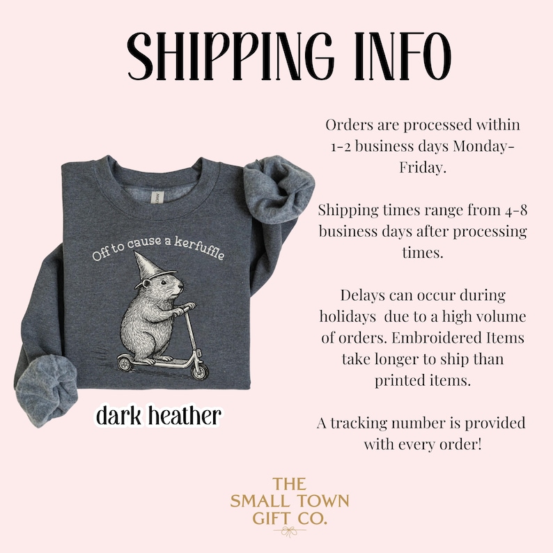 Off To Cause A Kerfuffle Sweatshirt Funny Groundhog Scooter Sweater Silly Animal Mental Health Pullover Adult Humor Sarcastic Crewneck Dark Heather